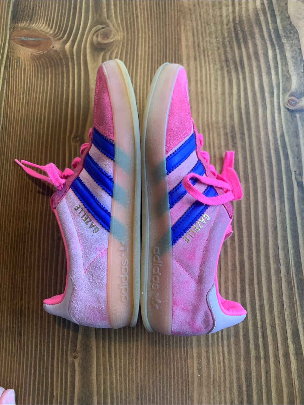 Adidas Gazelle Pink Suede Sneakers with Blue Stripes - Picture 6 of 9